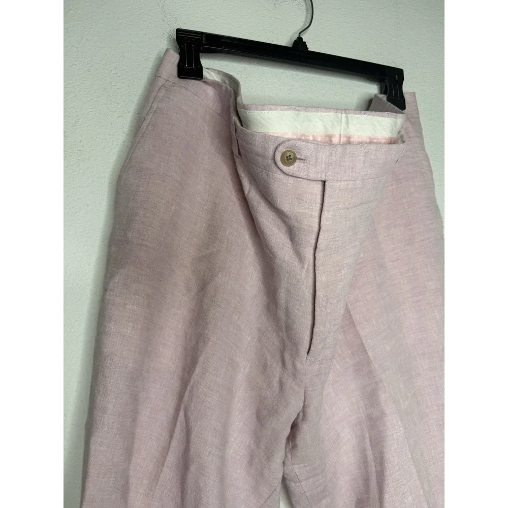 JOSEPH ABBOUD 100% Linen Pink Flat Front Dress Pants Sz 42 X 30 Clean Golf